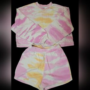 Lands' End Pink and Yellow Tie-Dye Kids Long Sleeve Set